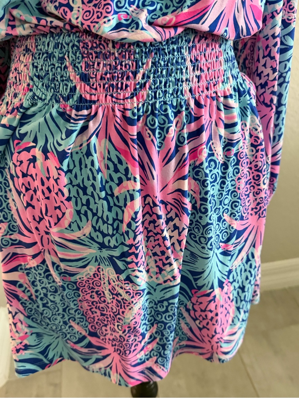 Lilly Pulitzer Strapless Tropical Pineapple Print Dress in Pink & Blue - Picture 2 of 3